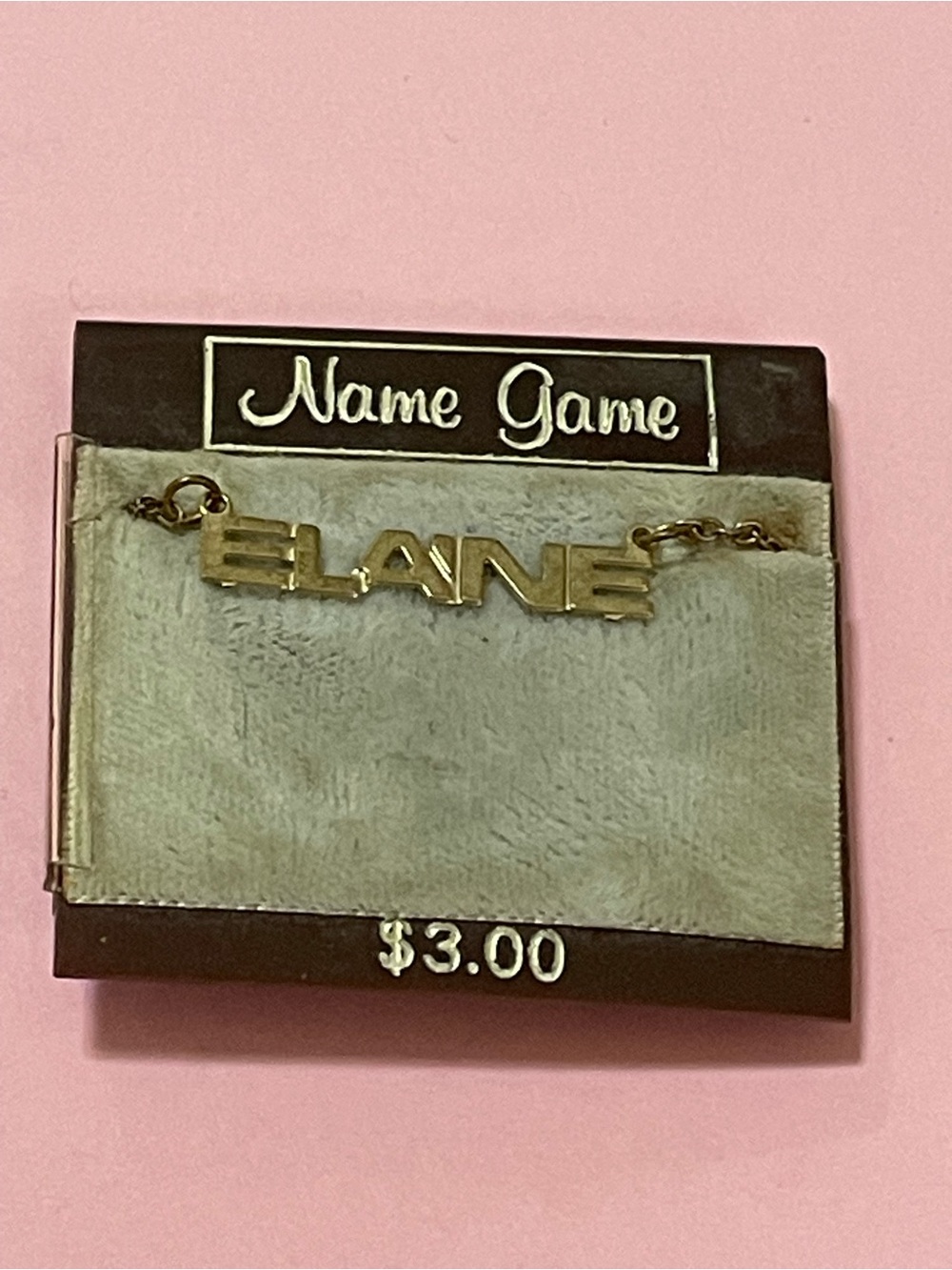 Vintage Name Game Personalized Elaine Gold Tone Necklace #9621 NEW
